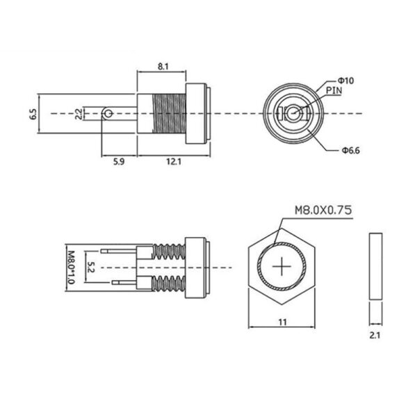 Conector jack dc 5.5x2.1mm - Image 2