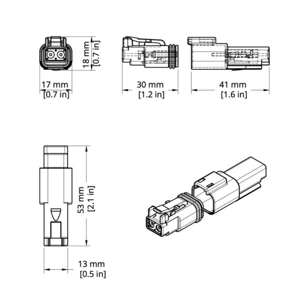 Conector automotriz hermético Deutsch 2 pines juego macho y hembra - Image 3