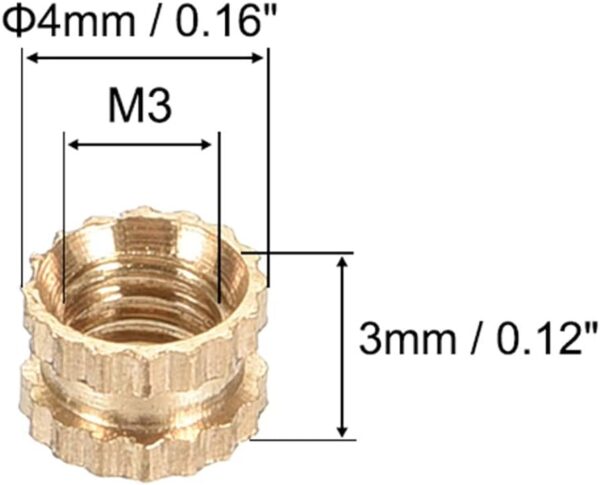 Tuerca de inserción de laton M3x3x4mm x 5 unidades - Image 2