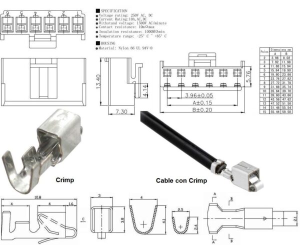 Conector  JST Molex VH 3.96 3p Macho+hembra (copia) - Image 2