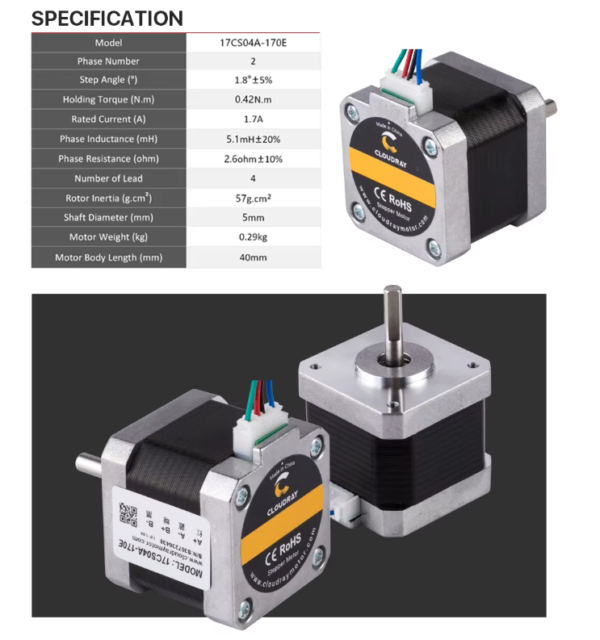 Motor PAP  Nema 17 1.7A 60 Oz.in 17CS04A-170E 0 1.8° - Image 2