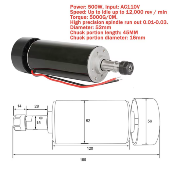 Husillo Spindle 500w Router Cnc - Image 2