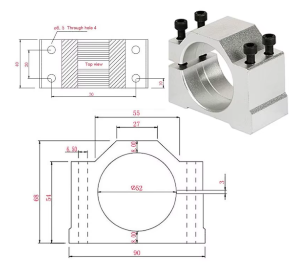 Husillo Spindle 500w Router Cnc + Soporte + Collet - Image 2