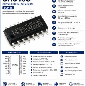 Circuito Integrado Ch340g Smd Sop-16