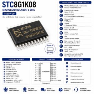 Circuito Integrado Microcontrolador Stc8g1k08 Tssop-20