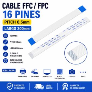 Cable FFC cintilla flex 16 pines 0.5mm pitch 200mm