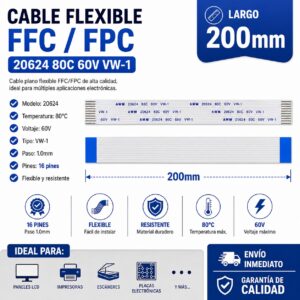Cable FFC cintilla flex 16 pines 1mm pitch 200mm