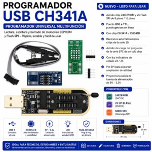 Kit Programador Usb Ch341a Memoria Bios Flash Eeprom + Pinza