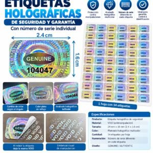 Pegatinas Holográficas de Seguridad 24 x16mm